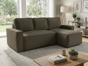 Canapea extensibila de colt SMART BOUCLE, gri-maro, reversibila, 232x143 cm