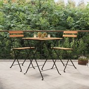 vidaXL Set mobilier de bistro pliabil, 3 piese, lemn masiv tec și oțel
