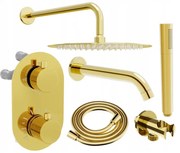 Mexen Kai DR70 set de baie și duș de perete cu duș cu efect de ploaie 25 cm, auriu - 77602DR70251-50