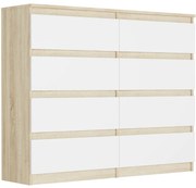 Comoda cu 8 sertare R-120-S8 - diferite variante de culoare sonoma mix alb
