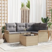 vidaXL Set de canapele pentru grădină cu pernă 5 pcs Bej Rattan poli