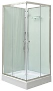 Cabină de duș pătrată Polo White II, albă, cu cădiță de duș acrilică, 80x80x195 cm