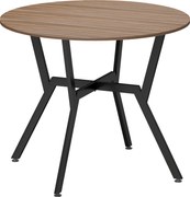 HOMCOM Masă Rotundă de Sufragerie pentru 2 Persoane cu Suport în X, Masă Modernă din Lemn și Oțel, Ø90x76 cm, Maro | Aosom Romania