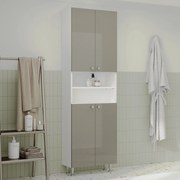 Soldat Baie Zaria, 4 Usi, Gri Lucios/Alb, MDF, L 60 x l 27 x H 190 cm