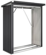 Outsunny Adăpost pentru Lemne din Oțel cu Bază Ridicată și Acoperiș Inclinat Gri | Aosom Romania