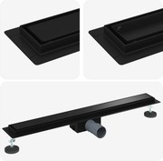 vidaXL 2 în 1 Drenaj pentru duș Negru 70 cm Oțel inoxidabil 304