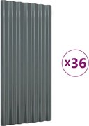 vidaXL Panouri de acoperiș 36 buc. oțel galvanizat antracit 80x36 cm
