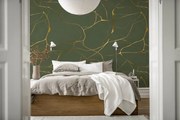 Tapet Gold Swirl, Dark Green, Rebel Walls