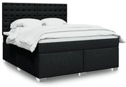 vidaXL Pat box spring cu saltea, negru, 180x200 cm, catifea