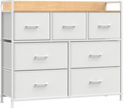 Comoda polivalenta, 98 x 28.5 x 85 cm, textil / metal, alb, Songmics