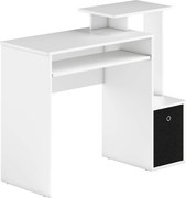 HOMCOM Birou modern pentru PC, birou pentru computer cu raft pentru tastatura, raft si spatiu de depozitare din material, 100x40x86.6cm, alb si negru