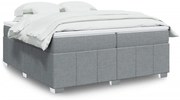 vidaXL Pat box spring cu saltea, gri deschis, 200x200 cm, textil