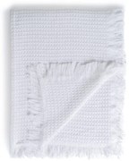 Cuvertură albă din bumbac reciclat 260x280 cm Honeycomb – Ixia