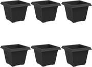 vidaXL Vază pătrată pentru flori 6 pcs Negru 33 x 33 x 26 cm Plastic