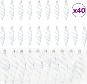 vidaXL Bola în formă de spirală de Crăciun 40 pcs Alb Plastic