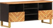 vidaXL Dulap TV, maro și negru, 100x33,5x46 cm, lemn masiv de mango