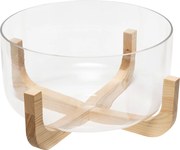 Bol pentru salată din sticlă ARHA cu bază din lemn, Ø 28 cm