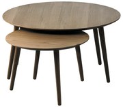 Măsuțe de cafea maro 2 buc. rotunde cu aspect de lemn de stejar ø 88 cm Adda – Unique Furniture