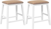 vidaXL Scaune de bar cu perne 2 buc din cauciuc din lemn masiv alb