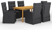 vidaXL Set de masă pentru grădină, 7 piese, negru