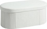 HOMCOM Taburet cu Spațiu de Depozitare Pliabil, Bancă Modernă Tapițată cu Material Catifea, Suport pentru Picioare cu Compartiment de 72L pentru Living și Dormitor, 76x38x35 cm, Crem | Aosom Romania