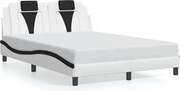 vidaXL Cadru de pat, Viana, fără saltea, alb și negru,140x190cm, piele ecologică