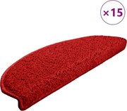 vidaXL Covorașe pentru scări, 15 buc., 65x21x4 cm, roșii, semirotunde, mari