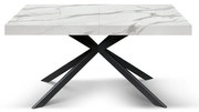 Masa extensibila SPIDER, blat ALB MARMORAT - 160 cm / 90 cm / h 77 - NEGRU