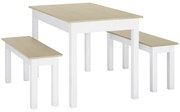 HOMCOM Set de masă 3 piese cu 2 bănci pliante pentru 4-6 persoane de stil contemporan din particule de lemn | Aosom Romania