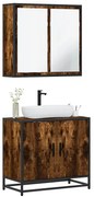 vidaXL Set mobilier de baie, 2 piese, stejar fumuriu, lemn prelucrat