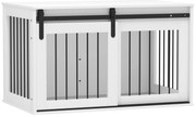 PawHut Cușcă pentru câini cu ușă glisantă, ventilare, placaj și oțel, 98 x 58 x 61 cm, Nuc | Aosom Romania