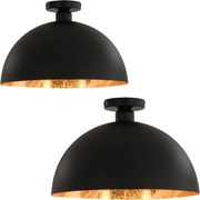 vidaXL Lustre, 2 buc., negru și auriu, semisferic, E27