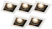 Set de 5 spoturi îngropate albe cu negru - Carree