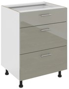 Corp Baza Karo, 3 Sertare, Gri Lucios/Alb, MDF, 60 x 50 x 80 cm