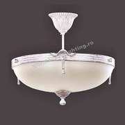 Lustra Malawi cu Diam 33 cm, Desing Clasic, Alb Patinat, Abajur Crem - Bussy Lighting 3075-70-42A