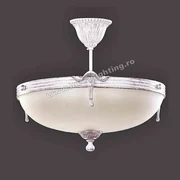 Lustra Malawi cu Diam 33 cm, Desing Clasic, Alb Patinat, Abajur Crem - Bussy Lighting 3075-70-42A