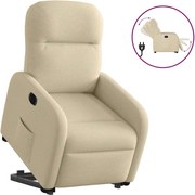 vidaXL Fotoliu electric rabatabil cu ridicare, crem, textil