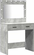 vidaXL Masă de Machiaj cu lumini de oglindă 2 pcs Gri Lemn compozit