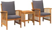 vidaXL Set de canapele pentru grădină cu pernă 3 pcs Ulei Natural