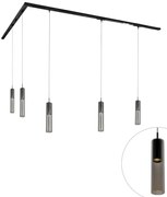 Sistem modern de iluminat pe șine cu 5 pendule negre monofazat - Iconic Lloyd