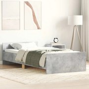 vidaXL Cadru de pat, gri beton, 90x200 cm, lemn prelucrat