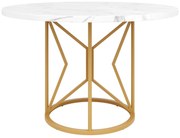 Masă rotundă de dining din MDF, Alb+Auriu | Aosom Romania