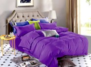 Lenjerie de pat dublu pentru 2 persoane Premium Damasc, bumbac 100%, 4 piese, Mov