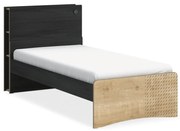 Pat pentru camera copii 100x200 cm, tablie cu rafturi si USB, Colectia Black