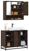vidaXL Set mobilier de baie, 2 piese, stejar maro, lemn prelucrat