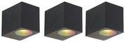 Set de 3 Aplice de Perete Inteligente Negre GU10 50mm IP44 - Baleno