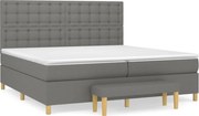 vidaXL Pat box spring cu saltea, gri închis, 200x200 cm, textil