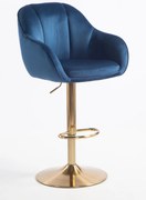 HR2055W Scaun Bleumarin din Catifea cu Bază Aurie