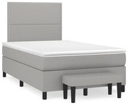 vidaXL Pat box spring cu saltea, gri deschis, 120x190 cm, textil