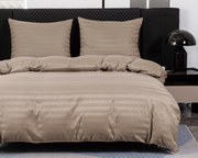 Lenjerie de pat hoteliera din microfibra JASMINE bej - dunga 2 cm, buzunar hotelier Dimensiune lenjerie de pat: 2 buc 70 x 90 cm | 200 x 220 cm